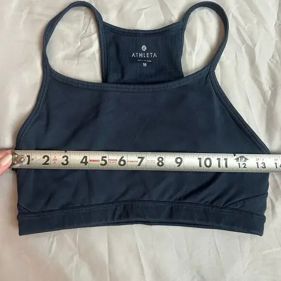 Athleta Navy, Ribbed, Razor Back, Unpadded, Sports Bra- M - Picture 6 of 8